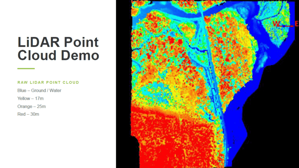 A slide about LiDAR Point Cloud Demo from a presentation created by Cam Brown titled "Maximizing Value from LiDAR Investments."